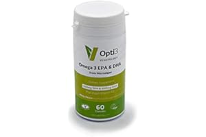 SCEN Opti3 omega3 da alghe vegetali, senza retrogusto, 300mg EPA, 500mg DHA e 200 UI di Vitamina D3, 60 cps, (1)