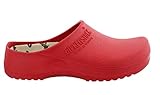 Sohle: Alpro-Schaum BIRKENSTOCK Unisex-Erwachsene Super Birki Damen und Herren Clogs, Arbeits-Clogs,Pantoletten mit Kork-Latex-Fußbett, Sandalen Rot, EU 38