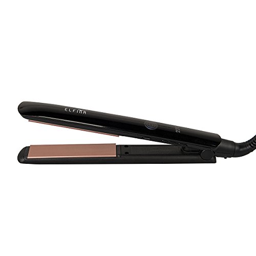 ELFINA Professionelle Glatteisen haarglätter mit breite Keramik Platte, Salon Glätteisen Keramik Haarglätter und LCD EU Stecker für Lange Haare Pflegen- Schwarz