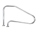  87468013.Pasamanos baranda de bajada para piscina FX L.1219mm A.Inox AISI 316L Dos puntos de apoyo un escalón con tramo recto de 203 mm + tramo inclinado pletinas + tornillos + tacos + embellecedores