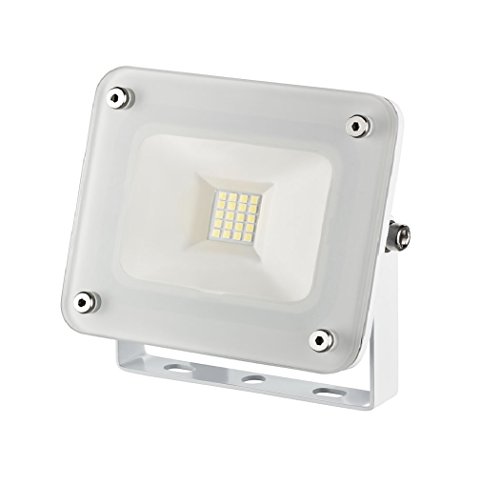 10 W LED Fluter weiß kompakt Flutlicht Außenstrahler Außenleuchte weißes Gehäuse 230V slim 1254