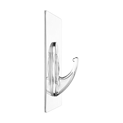 Zauber-Haken 5x Jumbo 10cm | ohne Bohren | flexibel einsetzbare Tür-Haken | Wand-Haken für Geräte, Utensilien | Kleider-Haken für Jacken, Schals, Gürtel | wiederverwendbare Badezimmer-Haken | 4,5kg belastbar | transparent - 3
