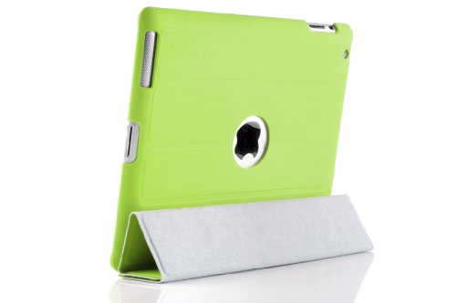 JAMMYLIZARD | G10 Hülle für [ iPad 4 mit Retina, iPad 3 und iPad 2 ] Ultra Slim Gummiertes Smart Cover mit Schaltfunktion, GRÜN - 2