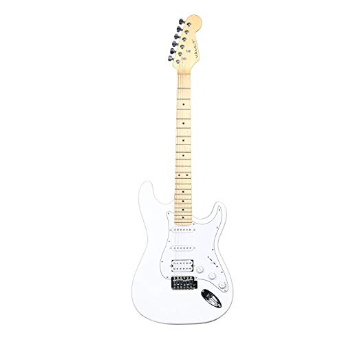 Vault ST1M Strat Style Electric Guitar with Die-cast tuners and Dual-action truss rod - Maple Fretboard - White