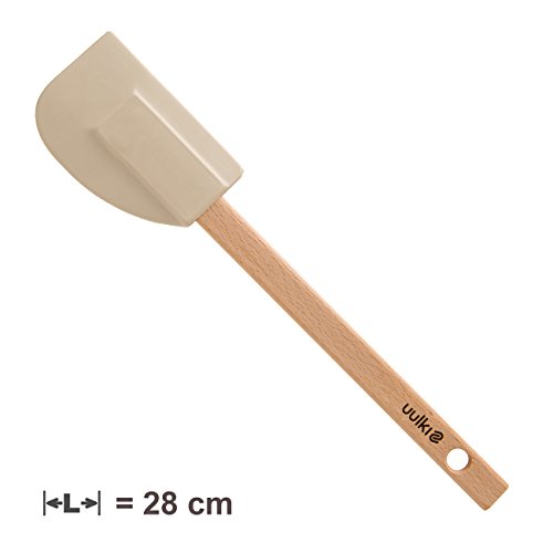 Uulki 3-teiliges Teigschaber Set aus Gummi und Buchenholz hergestellt in Europa – Wählen sie die richtige Größe für jede Verwendung - 3