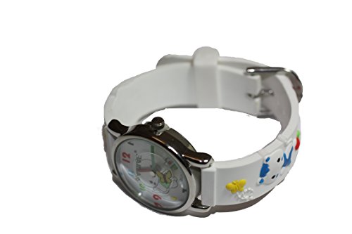 Kinderuhr verschiedene Farben und Motiv Whlbar Lernuhr Armbanduhr (WEISS-KATZE)