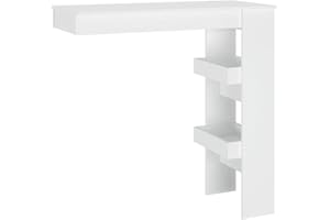vidaXL Mesa de Bar de Pared Mesita de Comedor Alta Pub Barra Salón Cocina Restaurante Cafetería Muebles Madera Contrachapada Blanco 102x45x103,5cm