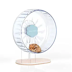 Bucatstate Super Silent Hamster Wheel Hamster Accessories Hamster Running Toys Small Animals Exercise Wheels Transparent Blue 10.2 Inches