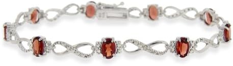 Sterling Silver Diamond Accent 6.3ct Garnet Infinity Bracelet