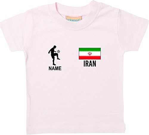 Shirtstown Kids T-Shirt Football Shirt Iran with Your Desired Name with Print - Pink, 18-24Monate