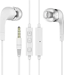 ShopMagics In-Ear Headphones Earphones for Samsung Galaxy M50 / M 50, Samsung Galaxy M51 /M 51, Samsung Galaxy M60 / M 60, Samsung Galaxy M90 / M 90, Samsung Galaxy Note 10 / Note10 Earphone Wired Stereo Deep Bass Head Hands-free Headset Earbud With Built in-line Mic, Call Answer/End Button, Music 3.5mm Aux Audio Jack (YR1, White)