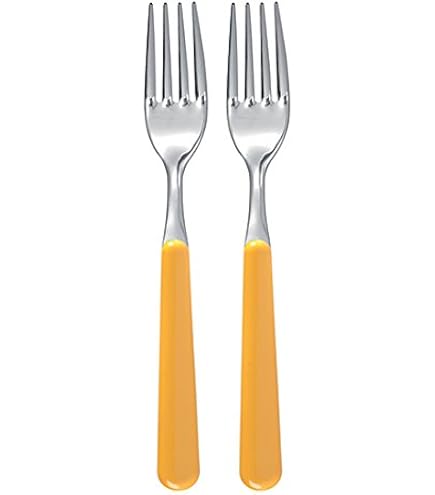 Lot De 2 Fourchettes Rouges Excelsa - 20cm, Acier Inoxydable, Design Branché
