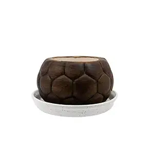 Lasaki Football Small with Tray Plate Ceramic Pots for Indoor Plants,Planters,Flower pots,gamla for Indoor,Outdoor,Succulent Pot. (Diameter: 11 cm, Height: 7 cm) cir002