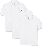  Fruit of the Loom Short Sleeve, Polo para Niños, Blanco (White 30), 5-6 Años, Pack de 3