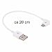 Produktbild KRS - SW7 - USB 2.0 A auf Micro-B Kurz USB SYNC short cable kabel Datenkabel Ladekabel 90° gewinkelt Micro USB für Samsung Galaxy S2 S3 S3 mini S4 S4 S5 S6 S7 HTC Nokia Huawei Honor usw ca 20 cm weiss