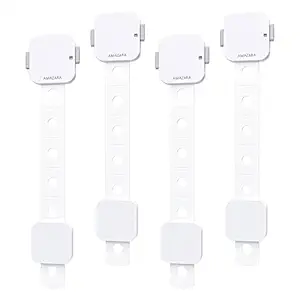 Amazara Child Safety Locks - Baby Proofing Locks for Cabinets, Drawers, Fridge, Toilet Seats, Furniture | Extra 3M Adhesives Tape | Pack of 4, White Color