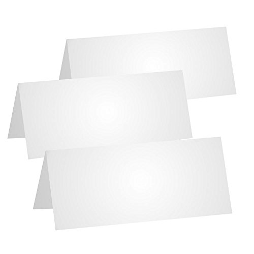 25 Tischkarten Platzkarten Namenskarten weiss, blanko 100 x 50 mm gefaltet (offen 10 x 10 cm) beidseitig beschreibbar Kärtchen - 2
