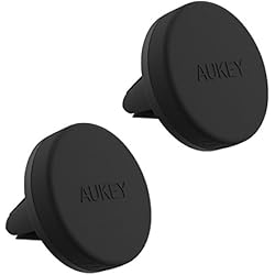 AUKEY Soporte Móvil Coche Magnético Universal ( 2 Pack ) para Rejillas del Aire Soporte Smartphone Coche para iPhone 7 / 6s / 6 / 5s / 5, Samsung Note 8 / S8 / Note 4, LG G3 y Dispositivo GPS - Negro