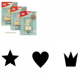 Holzstempel Stern, Herz, Krone -3er Set-