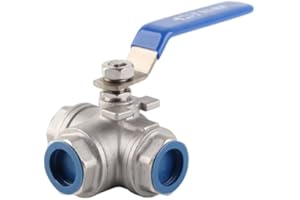 FTVOGUE Acero inoxidable SUS304 Válvula de bola de tubo de tres vías tipo T rosca hembra 3/4 "DN20