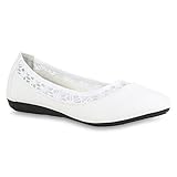  Stiefelparadies Klassische Damen Schuhe Ballerinas Spitzenstoff Slippers Slip Ons 156760 Weiss Avion 38 Flandell