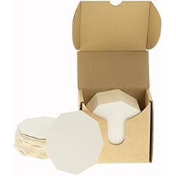 ZEZAZU 11 cm de diamètre Lot de 50 dessous de verre en carton blanc épais pour boissons, projets de bricolage, papier lettre, carrelage zen et mini planche d'art, blanc, Coasters