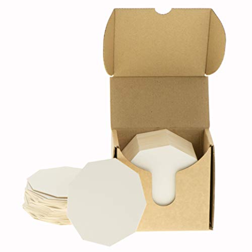 ZEZAZU 11 cm de diamètre Lot de 50 dessous de verre en carton blanc épais pour boissons, projets de bricolage, papier lettre, carrelage zen et mini planche d'art, blanc, Coasters