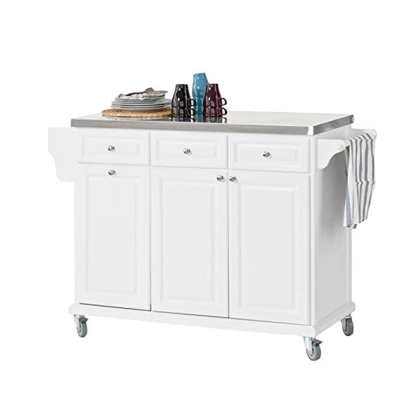 SoBuy FKW33-W Küchenwagen mit Edelstahlplatte Küchenschrank Kücheninsel
