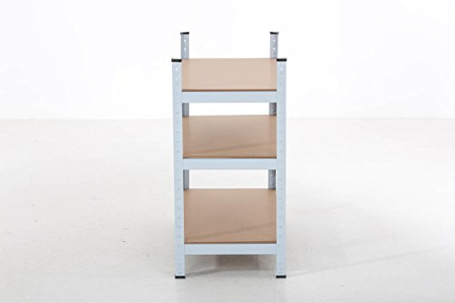 CLP Schwerlastregal, Metall, verzinkt, Tragkraft 525 kg, Maße: 90 x 90 x 45 cm, Lagerregal 3 Böden weiß - 8