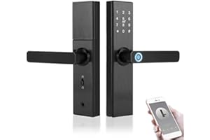 DIOCHE Inteligentny zamek z odciskami palców, elektroniczny zamek do drzwi WiFi z ekranem dotykowym, hasłem, kartą IC i kluczem mechanicznym – Tuya Smart (dostawa bez baterii)