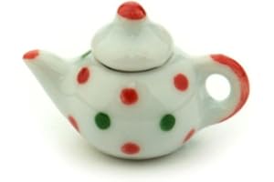 MyTinyWorld 2 x Dolls House Miniature Dotty Design Ceramic Teapots