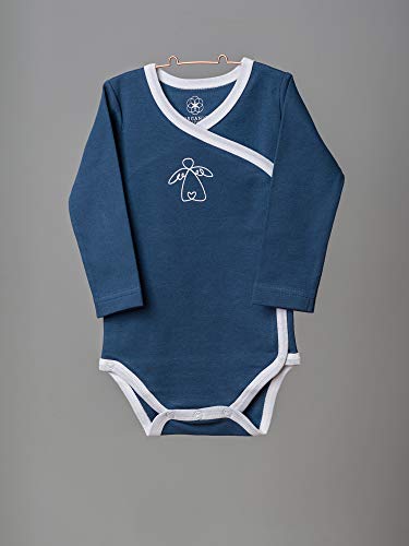 Organic by Feldman Unisex Baby Body Langarm Wickelbody aus Bio Baumwolle, GOTS Zertifiziert, Schutzengel Ozeanblau, (50/56) - 4