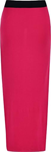 Ladies Elasticated Full Length Stretchy Jersey Womens Plain Maxi Skirt (XXXL (22-24), Red)