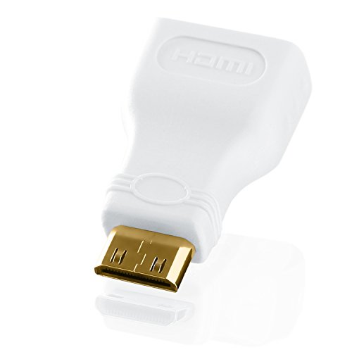 CSL – HDMI auf miniHDMI Adapter 1.4a (with Ethernet) | HDMI A Buchse auf HDMI mini C Stecker Adapter | Full HD 1080p | Zertifiziert | 24K vergoldete Kontakte | weiß - 2