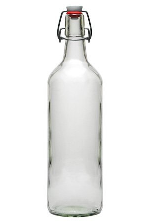 Viva Haushaltswaren – 2 x Glasflasche 1000 ml mit Bügelverschluss aus Porzellan zum Befüllen, als Milchflasche und Saftflasche verwendbar (inkl. Trichter Ø 12 cm) - 3