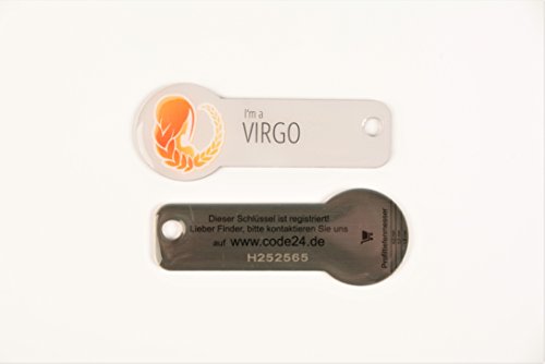 Neu!!! Einkaufswagenchip und Schlüsselanhänger Sternzeichen Motiv: Virgo - Jungfrau 24.08.-.23.09.aus Edelstahl mit Schlüsselschutz