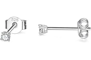 SNORSO Boucles d'oreilles Femme Argent Avec Zircone Cubique, Clous d'oreilles Cristaux de Swarovski Elements Ronds pour Femme Fille, Couleur Argent/Or jaune/Or Rose, Diamètre 3mm/ 4mm /5mm
