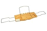 Luxury Expandable Bamboo Rack With Bathtub Caddy Rack Tray Shelf
