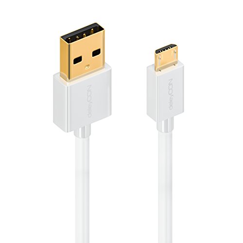 deleyCON Micro USB Kabel 0,15m / Ladekabel Datenkabel / Schnellladekabel für Smartphone / Tablet / PC / Laptop / Notebook – Weiß - 3