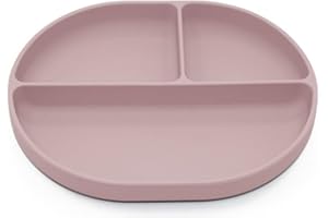 SELLA PRODUCTS Silicone Suction Plate for Babies and Toddlers - Non-Slip Design with Suction Base, Oval Plate for Weaning and Highchair Use - BPA-Free, Hypoallergenic, Easy to Clean and Store (Light Pink)