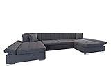 Schlaffläche: 360x130 cm Mirjan24 Ecksofa Alia mit Regulierbare Armlehnen, 2 Bettkasten und Schlaffunktion, U-Form Eckcouch vom Hersteller, Sofa Couch Wohnlandschaft (Boss 12)