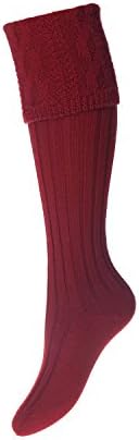House of Cheviot LADY GLENMORE shooting sock - Womens/Ladies Long Knee/Calf Sock Hunting Fieldwear Breeks Plus Four Highland Socks Boot Liner (Brick Red, Small UK 3.5-5.5)