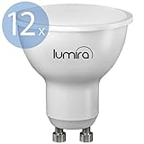 Leuchtkraft: 560 Lumen Lumira GU10 LED Leuchtmittel, 7 Watt LED Lampe, Ersatz für 70 W Halogenlampe, Warmweiß, 12er Set