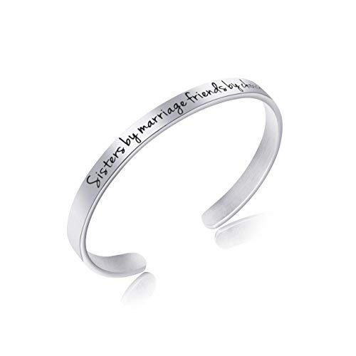 Awegift Sister-in-Law Gift Personalized Jewelry Cuff Bracelet Maid Honor Gift Birthday Gift She Sisters Marriage Friends Choice