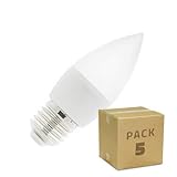 Potencia: 5 W 220-240V AC Pack 5 Bombillas LED E27 C37 5W Blanco Neutro 4000k-4500K efectoLED