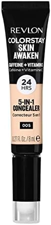Revlon ColorStay Skin Awaken 5-in-1 Concealer, Correttore Viso Leggero e Cremoso a Lunga Durata con Caffeina e Vitamina C, per Imperfezioni, Occhiaie e Arrossamenti, 005 Fair