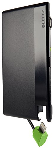 Preisvergleich Produktbild Leitz, Powerbank mit Lightning-Kabel, Kreditkartenformat, Für iPhone / iPad / iPod, 1350mAh, Apple zertifiziert, Complete, Schwarz, 65260095