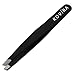 Premium Stainless Steel Slanted Precision Tweezer with Holder Case by Kovira - Professional Lightweight Tweezer Best for Eyebrow Plucking, Ingrown Hairs, Eyelash Application and Removing Splinters
