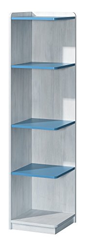 Preisvergleich Produktbild Eckregal NUKI Bücherregal Regal Standregal Kinderzimmer Babyzimmer (Norwegische Kiefer - Hellblau)