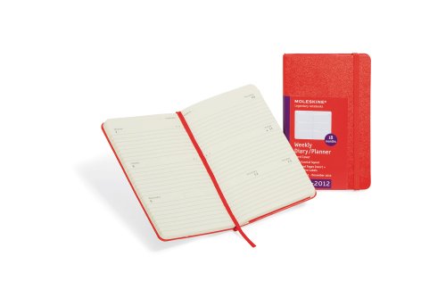 2012 Moleskine Red Hard Pocket Weekly Horizontal Diary 18 Month